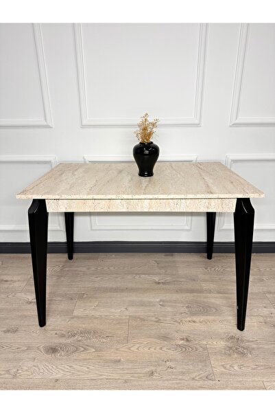 ECCES BB Mutfak Masası MDF Sabit 70X110 Yemek Masası Mermer Desen Traverten MDF Çalışma Masası Balkon Masası
