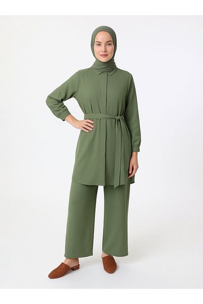 Refka Soft Feel Tunic Trousers Double Set - Khaki - Refka