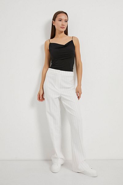 Arma Life Pantaloni largi albi, cu dungi, de bază, pentru femei
