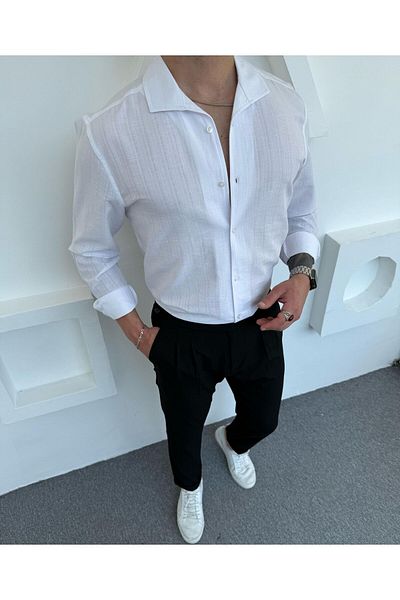 DEFES Cotton Oversized Turtleneck Long Sleeve Shirt