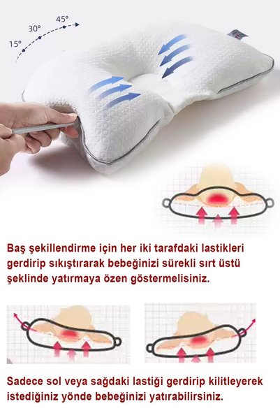 HALZEY Bebek Yastığı, Düz Kafa Yastığı, Ayarlanabilir Bebek Yastığı %100 Pamuk Antibakteriyel