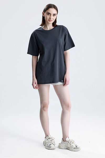 Sofist İstanbul Anthracite Gray Loose Fit Unisex T-Shirt 100% Cotton Crew Neck Solid Color