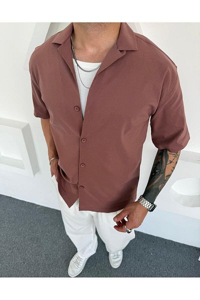 DEFES Short Sleeve Oversize Men's Shirt