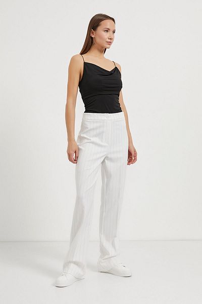 Arma Life Pantaloni largi albi, cu dungi, de bază, pentru femei