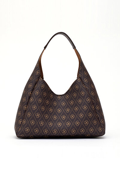 SHAKA Monogram Printed Brown Shk19 Faux Leather, Snap Fastener, Single Compartment, Zippered Makeup Bag, Hand, Ko