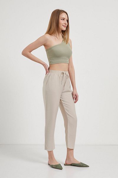 Arma Life Women's Elastic Waist Comfortable Fit Stone Carrot Pants