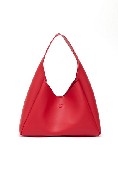 SHAKA Red Shk19 Faux Leather, Snap Fastener, Single Compartment, Zippered Makeup Bag, Hand, Arm and Shoulder Bag