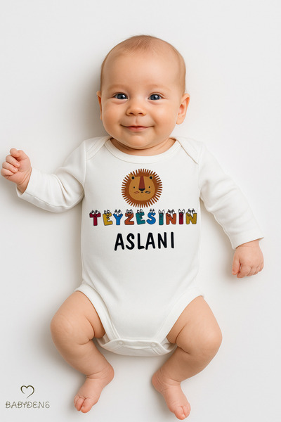 BABYDEN'S بدلة أطفال مكتوبة عليها Lion of Auntie مصنوعة من القطن بنسبة 100% ل...