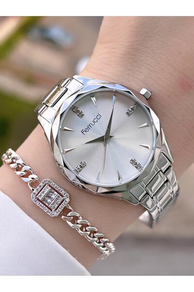 Ferrucci Çelik Kordon 2 Yıl Garantili Yeni Sezon 30 Mt Suya Dayanıklı Kadın Kol Saati BFC.14215.01