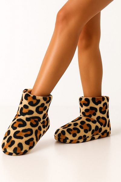 fluffy Leopard Printed Ultrasoft Soft Fabric - Χοντρό Thermo Παντελόνι