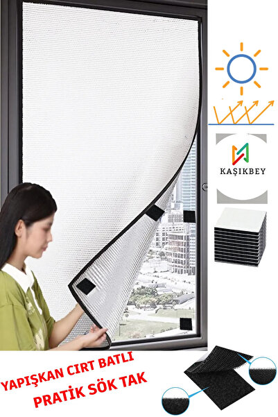 KAŞIKBEY Gray Silver Plain Sunshade - Heat Proof, Curtain Blackout - Sun Curtain
