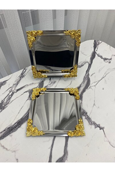 Mira züccaciye 4 Cornered Flower Patterned Silver Plated - Tea, Coffee, Treat...