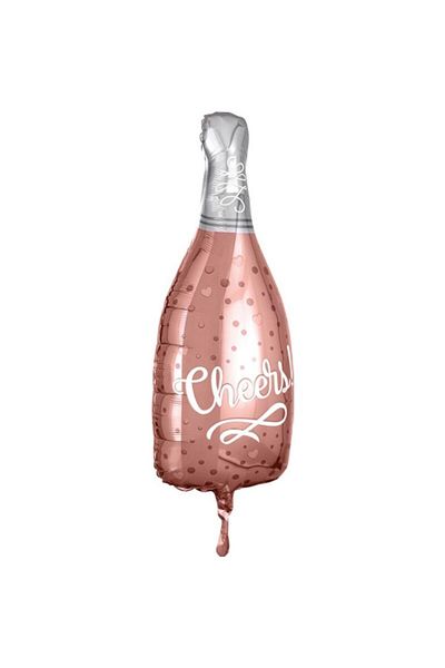 partidolu Bride Cheers Champagne Bottle Shaped Foil Balloon 100 X 48 Cm Rose Gold Color 1 Piece