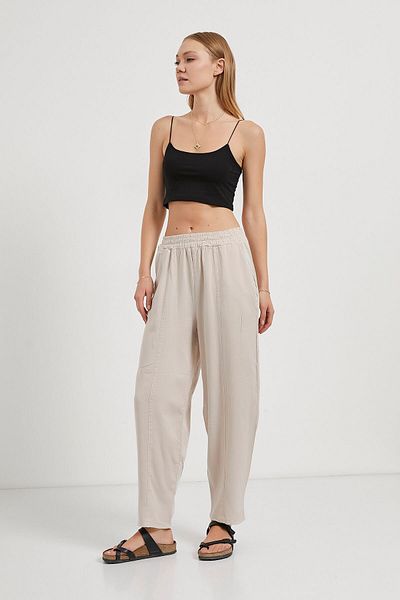 Arma Life Women's Balloon Fit Waist Elastic Wide Leg Stone Trousers