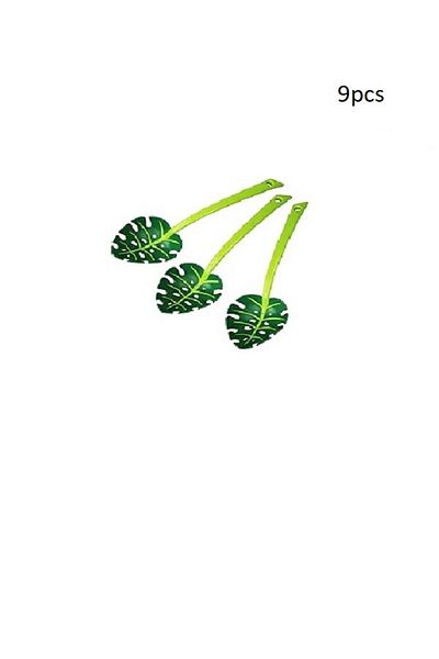 Generic 9 pieces of green leaf spoon