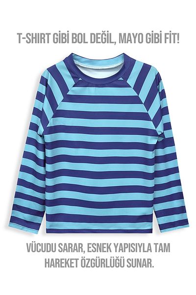 Denokids Gestreiftes Jungen-Badeanzug-T-Shirt mit UV-Schutz