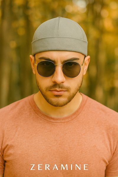 ZERAMİNE Docker Hat 100% Cotton Adjustable Velcro Dark Gray Cap