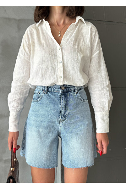 Bluezoni Kadın Özel Tasarım Likralı Kot Şort