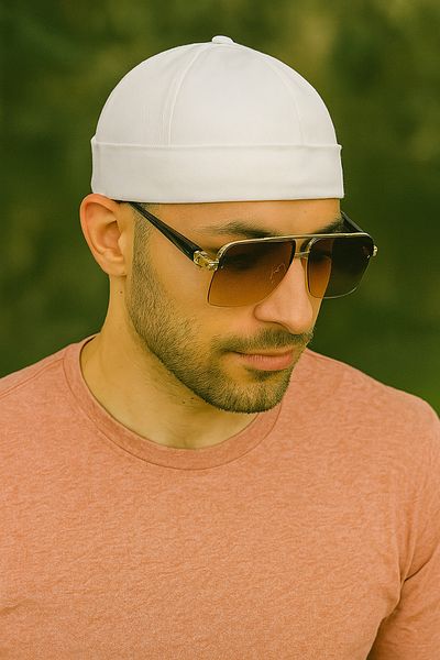 ZERAMİNE White Docker Hat 100% Cotton Adjustable Velcro