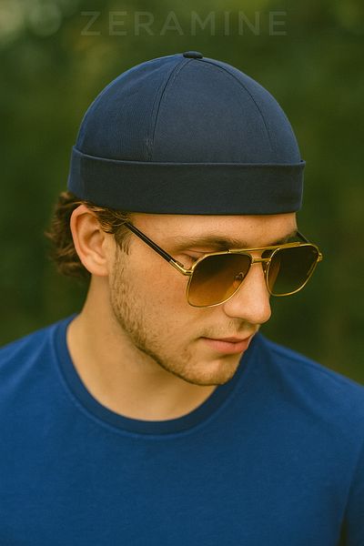 ZERAMİNE Pălărie Docker bleumarin 100% bumbac Velcro reglabil Albastru bleumarin