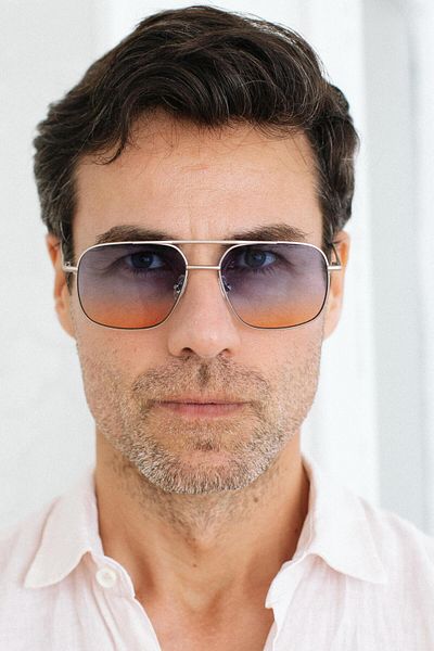 Bilge Karga Gregor Silver Blue Orange Sunglasses for Men