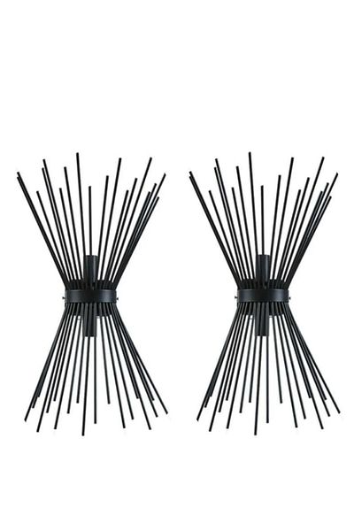 Modavize Kirpi Modern Metal Bedroom Living Room Children's Room Black Set of 2 Black Wall Sconce (2 Pieces)