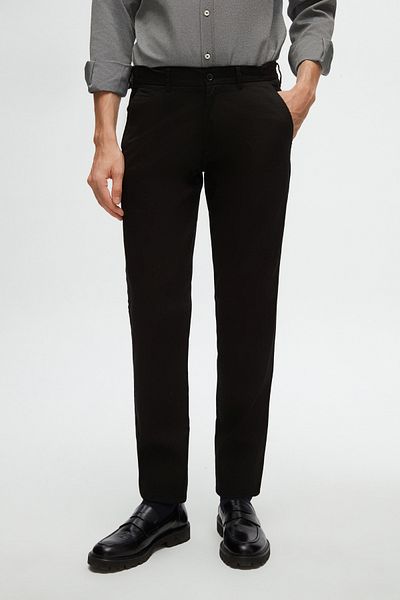 D'S Damat Εύκαμπτο Lycra - Slim Fit Μαύρο παντελόνι Chino με λάστιχο στο πλάι