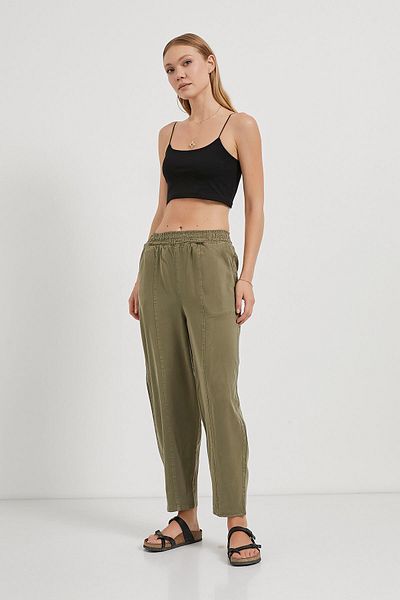 Arma Life Women's Balloon Fit Elastic Waist Loose Khaki Trousers