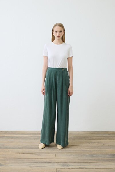 TERZİ DÜKKANI PRİME TAŞLANMIŞ İPEK PALAZZO PANTOLON HAKİ