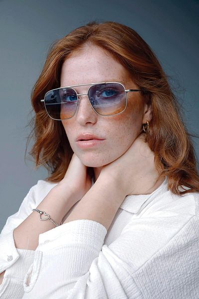 Bilge Karga Gregor Silver Blue Orange Sunglasses