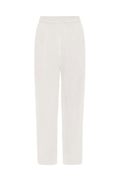 VAMOSCLO Baggy Fit Müslin Keten Pantolon Ekru