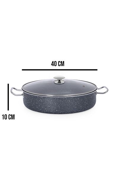 FİTHOME Industrial Type Granite Casting Large Size Workplace Restaurant Can Enter The Oven Rice Pot 40 CM