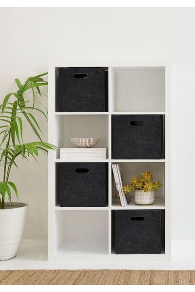 HOMİNG 4 Pieces Black Felt Organizer - In-Cabinet Organizer Basket Set, 30X30 cm Hmy-6355