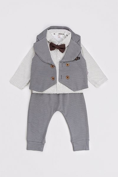 ZİMBOO Baby Boy Set Turn-Down Collar 3-Piece Vest Set