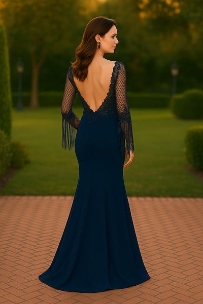 Neva Style Βραδινό φόρεμα με χάντρες Navy Blue 75501l
