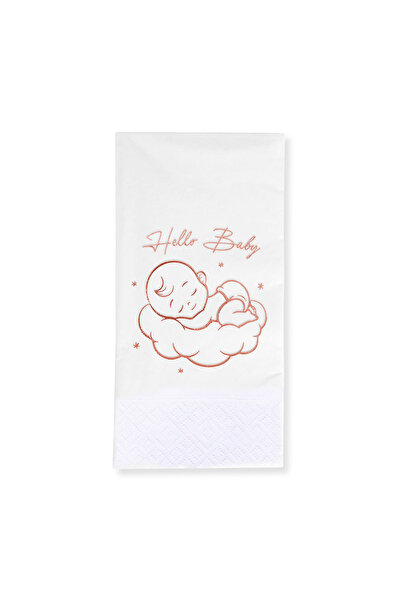 Story 33x33 سم ورق وردي هالو بيبي منقوش 16 قطعة 1/8 طبقة مناديل ورقية بيضاء ا...