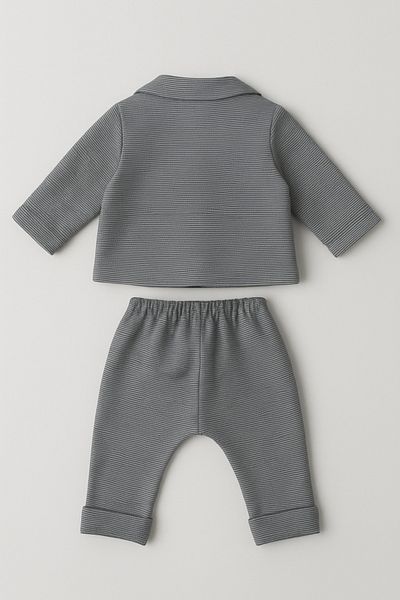 ZİMBOO BABY CLOTHING JACQUARD FABRIC BOW TIE BABY BOY 4-PIECE SET