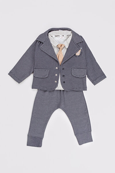 ZİMBOO KRAVAT AKSESUARLI ERKEK BEBEK CEKET 3 LÜ TAKIM