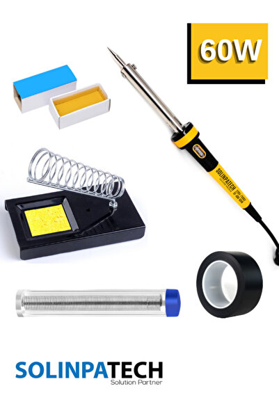 SolinpaTech 60w Profesyonel Yüksek Sıcaklığa Dayanıklı Resistörlü Kalem Havya Pasta Stand Lehim Bant