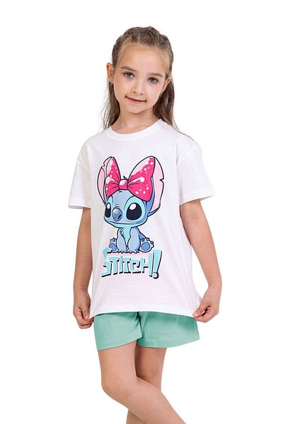 ww waka waka kids store طقم تي شيرت وشورت بناتي مطبوع عليه ستيتش