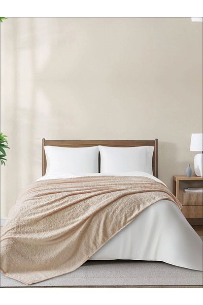 Donetella Single Size Fleece Blanket 170x210 cm, Floral Texture Soft & Cozy, 350 GSM for Bed & Sofa