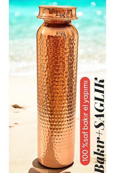 gulflower nude 100% Pure Copper Water Bottle Handmade Natural Very Useful Copper Flask for Health Copper Thermus