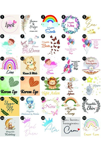 atolyetashane Kişiye Özel Kesilmiş Hazır Bebek Çikolata Etiketleri – 96 Adet