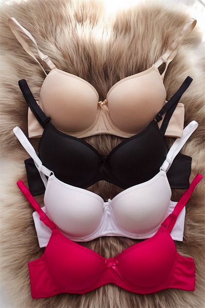 minossa Women's Padded Support Underwire Gathering 4-Piece Bra Set