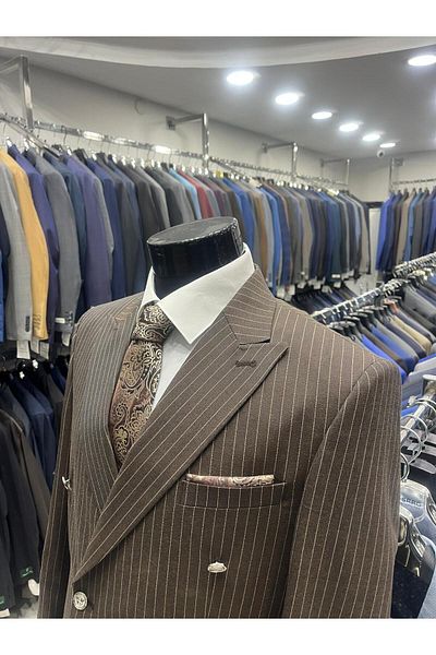 MASSARO Double-breasted Striped Slimfit Suit Dress