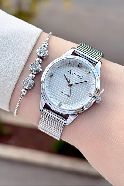 Ferrucci Metalik Renk 2 Yıl Garantili Hediye Paketli Kadın Kol Saati Ve Bileklik