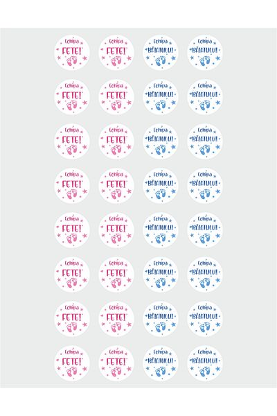 OEM Set of 32 stickers for Gender Reveal party - Team Boy Team Girl, 4 cm, model 2