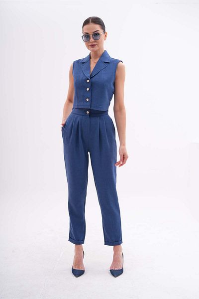 Shine Fine Vest and Trousers Set - Jacket Collar