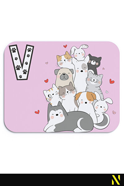 nilizma Εργονομικό ποντίκι με μοτίβο με χαριτωμένα ζώα με γράμμα V - 22 cm X ...