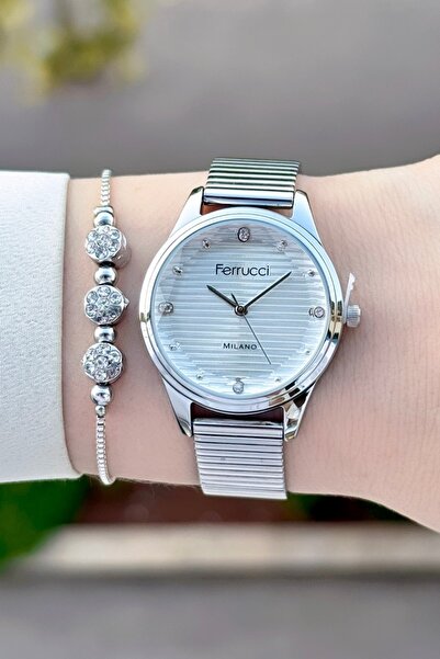 Ferrucci Silver Renk 24 Ay Garantili Kadın Kol Saati Ve Bileklik